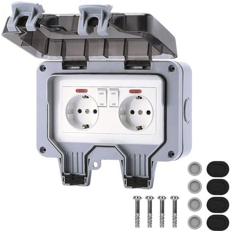 16 A Ip66 Outdoor Komplette Wasserdichte Steckdose Mit Schalter, Wasserdichte Anschlussdose, Doppelwandiger Wasserdichter Außenschalter Für Küche, Badezimmer, Garage, Pool Und Garten