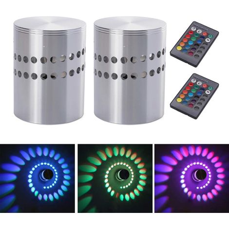 2 Stück 3 W Innenwandleuchte, Aluminium-led-rgb-spirallampe, Buntes Dimmbares Licht Mit Fernbedienung, Led-downlight, Moderne Dekoration, Wandstrahler Für Flur, Schlafzimmer, Veranda, Hotel