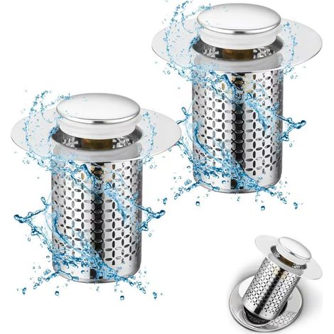 2 Stück Universeller Pop-up-spülbeckenablauf, 34–40 Mm Universeller Pop-up-spülbeckenablauf Mit Anti-verstopfungsfilter, Anti-verstopfter Abflussfilter, Badewannen-stopper-zubehör Für Küchenspüle, Bad
