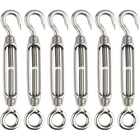 6 Stück Draht Spannschloss Spannschloss M4 Edelstahl Verstellbar Spannschloss Haken Und Öse Set Heavy Duty-liaiki