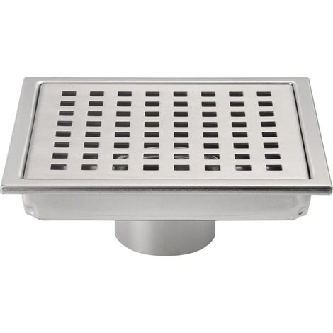 6-zoll-bodenablauf In Gebürstetem Silber, Quadratisch, Rost Mit Abnehmbarer Abdeckung, Edelstahl Sus304