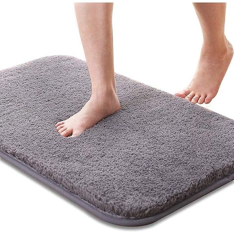 Badematte, Saugfähiger Und Rutschfester Badteppich, Weicher Und Hautfreundlicher Badteppich, Waschbarer Badteppich, 50 X 80 Cm, (grau)