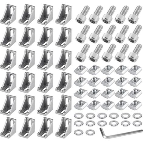 Befestigungsset Für Alu-winkel (24 Stück, Eckverbinder 40x40 Mm), Konsolen, Wandhalter, 90°-eckraster Für Tragprofile, 3d-drucker, Cnc-fräsmaschinen, Projekte