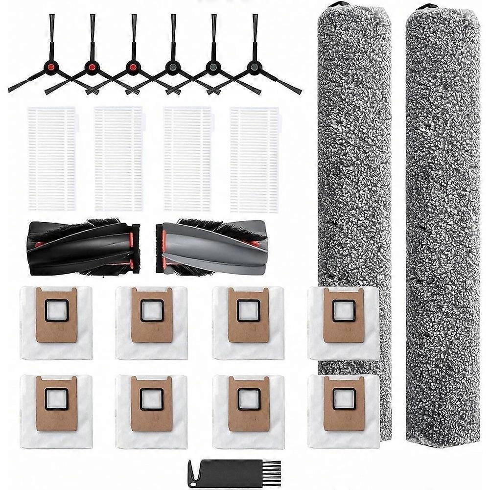Lot De 21 Pièces De Rechange Compatibles Avec L'Aspirateur Robot Eufy C28 : Sacs À Poussière, Serpillères À Rouleau, Brosse Principale Et Brosses Latérales.