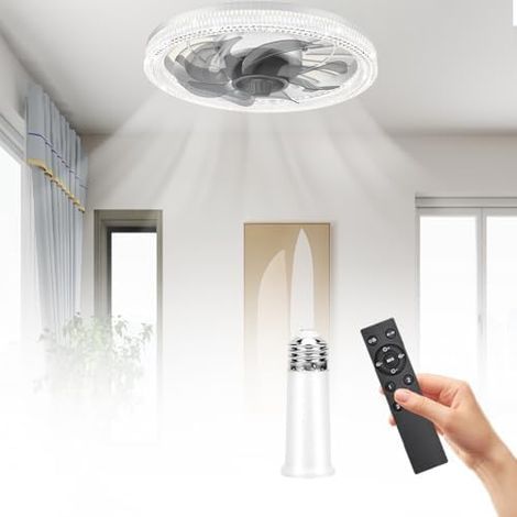 Deckenventilator Mit Licht Shengou, E27 Silent Mit Fernbedienung – Grau (26 Cm)