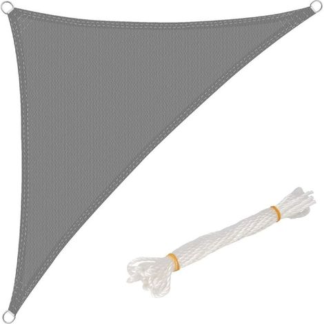 Dreieckiges Sonnensegel 5x5x7 M, Aus Hdpe, Sonnenschutz Mit Uv-schutz Für Garten Oder Campingplatz, Grau