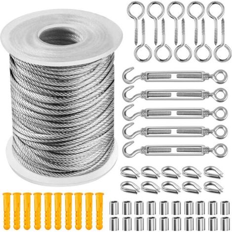 Edelstahlseil Zum Aufhängen, 30 M Langes Drahtkabel, Spalier-set Für Kletterpflanzen, Metallkabel Für Treppengeländer – 1