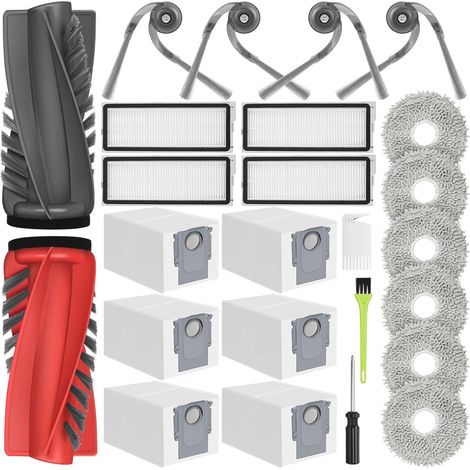 Ersatz Für Roborock Qrevo Curv/qrevo Edge/qrevo Curv S5x/qrevo Edge S5a/qrevo S5v Staubsauger, 2 Hauptbürsten, 4 Hepa-filter, 6 Staubbeutel, 6 Mopp, 4 Seitenbürsten