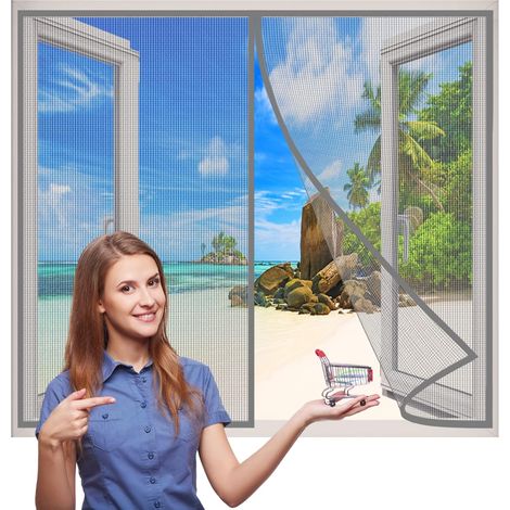 Fenster-moskitonetz Aus Ultrafeinem Segeltuch, 130 X 120 Cm, Lufterneuerung, Magnetverschluss, Ohne Bohren, Anti-mücken Und Anti-insekten – Grau H