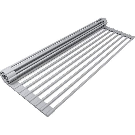 Galozzoit – Abtropfkorb Für Die Spüle Aus Edelstahl Und Silikon – Verstellbare Rollhalterung – Maße 33 X 45 X 1 Cm – Für Geschirr Und Obst