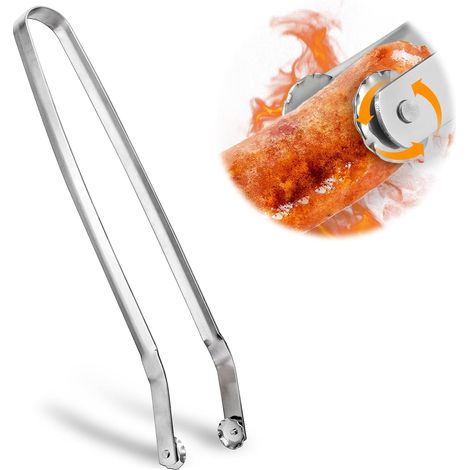 Inox Grillzange Mit Rädern – 40 Cm – Professionelles Utensil Zum Grillen, Kochen Und Outdoor-buffets – Ideal Für Würstchen, Fleisch, Salat Und Obst