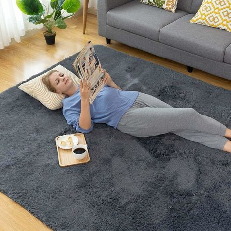 Ikodm Wohnzimmerteppich, 150 X 240 Cm, Schlafzimmerteppich, Langflor-teppich, Bettvorleger, Große Größe, Moderner Langflor-teppich, Geeignet Für Wohnzimmer, Grauer Teppich