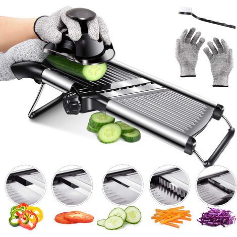 Küchenmandoline, Verstellbare Multifunktions-gemüsemandoline, Manueller Professioneller Gemüseschneider Mit 5 Edelstahlklingen