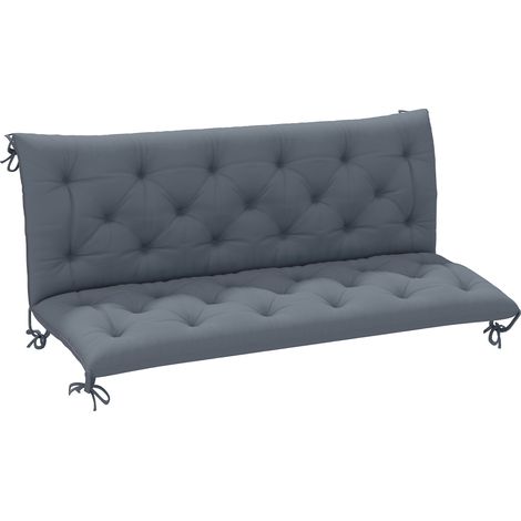 Outsunny Bankkissen, Sitzmatratze, Rückenlehne Für Gartenbank, Schaukelkissen, 3-sitzer-sofa, Sehr Bequem, 150 X 98 X 8 Cm, Grau
