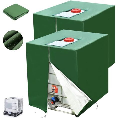 Plane Ibc-tankabdeckung Für 1000l Ibc-container, 2 Stück 210d 116 X 100 X 120 Cm, Anti-uv-anti-regen-wassertankplane (grün)