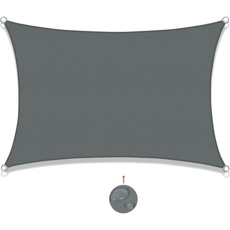 Rechteckiges Sonnensegel, 2 X 4 M, Wasserdichtes Sonnensegel, Uv-schutz Für Terrasse, Garten, Terrasse, Außenbereich, Balkon, Grau