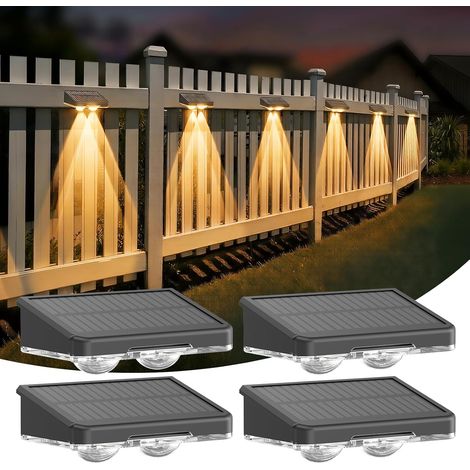 Set Mit 4 Solar-wandleuchten Für Den Außenbereich, Led-solar-wandleuchte Mit Warmem Weiß Und 6 Rgb-farben, Wasserdicht Ip65 Für Terrassen Und Weihnachten