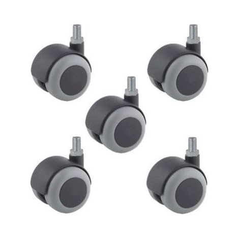 Set Mit 5 Twin-lenkrollen Für Sessel Aus Grauem Gummi, Durchmesser 50 Mm, Mit Gewindeschaft M10x15 Mm
