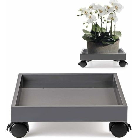 Shmshng – Blumentopfständer Mit Rädern – Tragfähigkeit 50 Kg – Strapazierfähiges Pp-harz – Lenkrollen Mit Bremsen – Breite 28 Cm