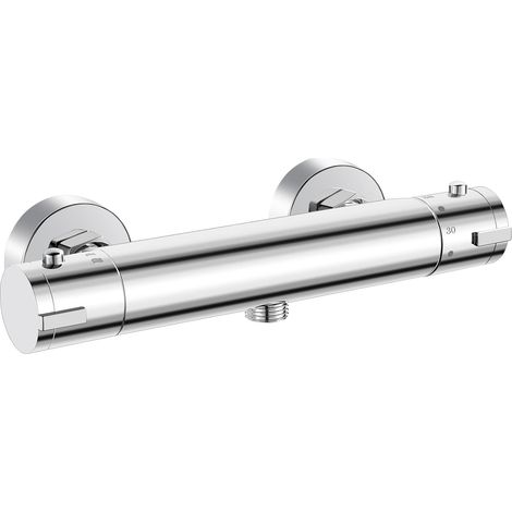 Thermostatischer Duschmischer, Wandmontierter Thermostatischer Duschmischer Mit Sicherheitsknopf Bei 38 °c. Verbrühschutz, Mittenabstand Des Thermostatischen Duschmischers 150 Mm – Chrom