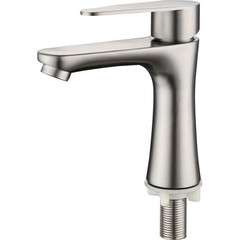 Tonchean – Einzelwaschbecken-wasserhahn Aus Gebürstetem Edelstahl – Keramik-ventilkern – Blasenfilter – Für Kleine Waschbecken – Sus304