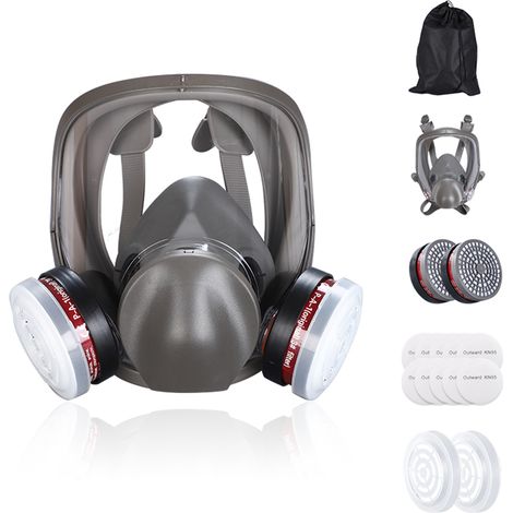 Tonchean – Wiederverwendbare Kn95-vollgesichts-atemschutzmaske – Schutz Vor Organischen Gasen Und Dämpfen – Ergonomisches Silikondesign – Doppelter Aktivkohlefilter