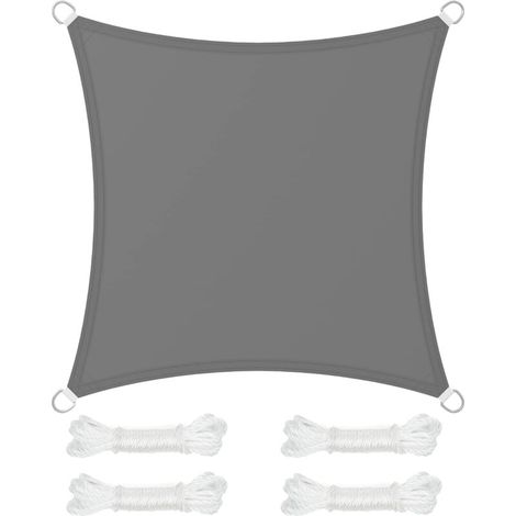 Ulisem Sonnensegel 3 X 3 M, Wassersäule 665 Mm, Reißfestes Polyester, Uv-schutz 93 %, Terrasse, Garten, Balkon, Quadratisch, 2 Grau