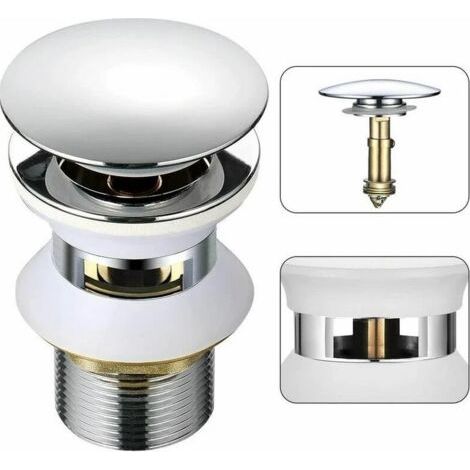 Universeller Waschbeckenabfluss Mit Automatischem Überlauf, Push, Click-clack, Für Badezimmer, 1-1/4", Verchromtes Messing