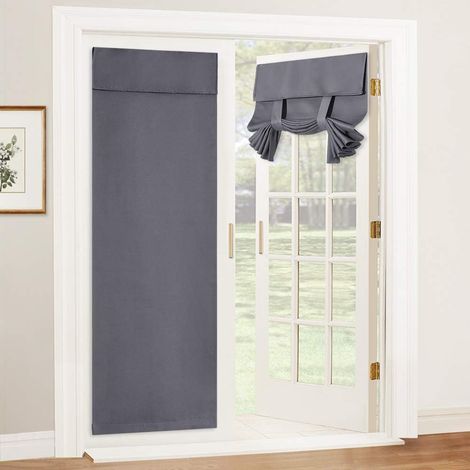 Verdunkelnder Französischer Türvorhang (66 Cm B X 175 Cm L, Grau) – Sichtschutz, Wärmeisolierte Fensterrollos Für Terrasse, Küche, Vordereingang, Hintertür, Glasfenster, Selbstklebend, Ohne Bohren, 1