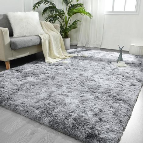 Waschbarer Shaggy-teppich, 200 X 300 Cm, Rutschfeste Polypropylen-fasern, Weich, Flauschig, Für Wohnzimmer, Schlafzimmer, Flur, Grau – Kzq