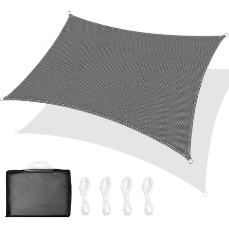 Ymyny Rechteckiges Sonnensegel 2 X 3 M, Sonnensegel 98 % Uv-strahlenschutz, Sonnensegel Für Draußen, Garten Und Terrasse, Rasen, Mit Seil, Grau