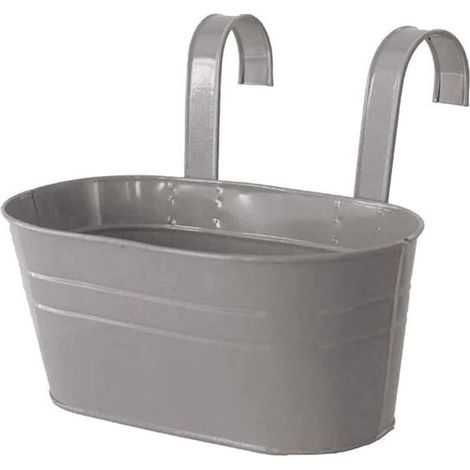 Zolginah Blumentöpfe Zum Aufhängen Aus Metall, Abnehmbarer Haken, Pflanzgefäß Für Balkon Oder Garten, 27 X 21 X 12 Cm, Grau