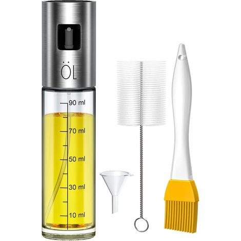 [french Days]olivenölspray, Olivenöl-essig-sprüher Mit Auslaufsicherem Edelstahlspender, Glasölflasche Mit 2 Pinseln Und 1 Trichter Für Küche/kochen/
