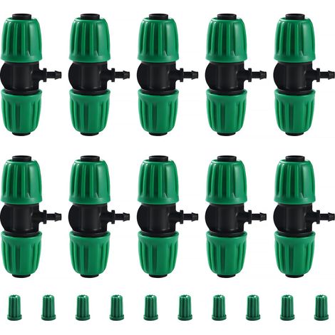 10 Stück T-schlauchverbinder Mit Widerhaken, 3-wege-bewässerungsschlauchverbinder Für 13/16 Mm Bis 4/7 Mm Rohr, 3-wege-tropfbewässerungsverbinder Für Garten, Rasen (grün)