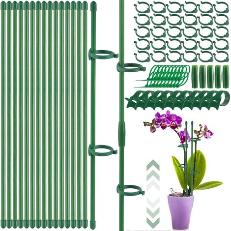 15 Stück Pflanzenstäbe, Verstellbarer Orchideenstab 30–150 Cm, Zimmerpflanzenstecker Mit Pflanzenklammern Und Verbindungsstück, Zum Befestigen Von Orchideen, Pfingstrosen, Kletterpflanzenstecker