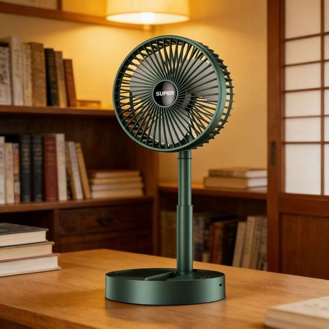 17 Cm Großer, Faltbarer Tragbarer Ventilator – Aufladbar Über Usb (1000-mah-akku) – 3 Einstellbare Geschwindigkeiten – Neigung Bis 180° Verstellbar – Ideal Für Büro, Innenbereich Und Camping