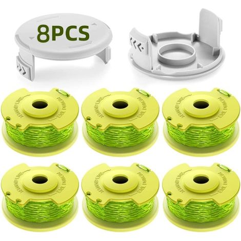 8 Stück Verbesserte Modellspulen-trimmerfäden, Geeignet Für Ryobi One +18 V, 24 V, 40 V Trimmer, Ø 2,0 Mm Und 3,4 M Länge Ac14rl3a Trimmer-ersatz (6 Spulen, 2 Abdeckungen)