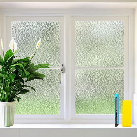 Anti-peeping-fensterfolie, Verdunkelnde Fensterfolie, Wasserwellenmuster, Undurchsichtig, 44,5 × 200 Cm, Gute Privatsphäre, Anti-uv, Nicht Klebend, Für Schlafzimmer, Wohnzimmer, Badezimmer, Büro