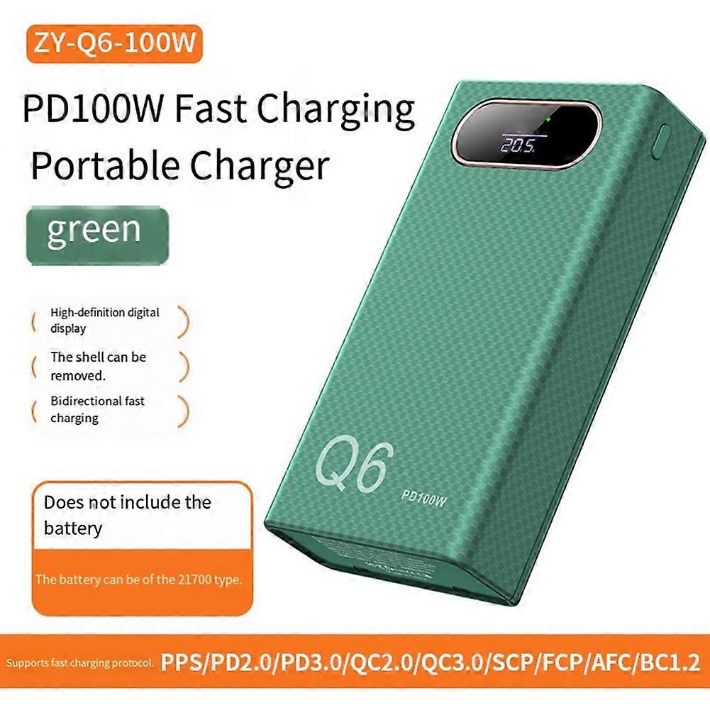 Boîtier De Batterie Externe Diy Pour 6 Batteries 21700 Q6 Pd 100w 20v 5a, Détachable, Pour Ordinateur Portable