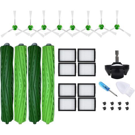 Ersatzzubehörset Kompatibel Mit Roomba I7 I7+ E5 E6-serie: 4 Hauptbürsten, 8 Hepa-filter, 8 Seitenbürsten Und 1 Vorderrad