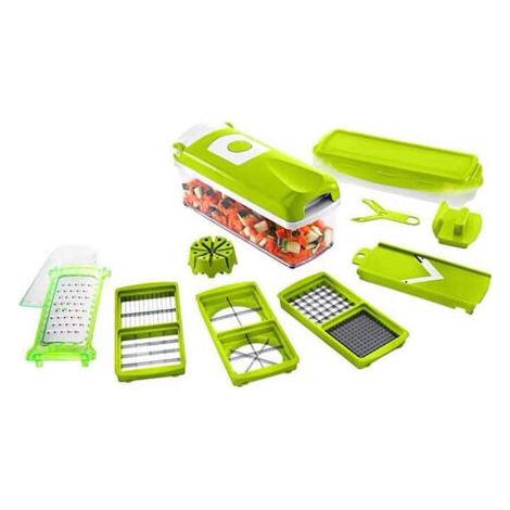 Genius Nicer Dicer Smart (12 Stk.) In Grün - Gemüseschneider Für Würfel, Stifte, Scheiben, Streifen Und Spalten - Salatschneider Mandoline Gurkenschneider
