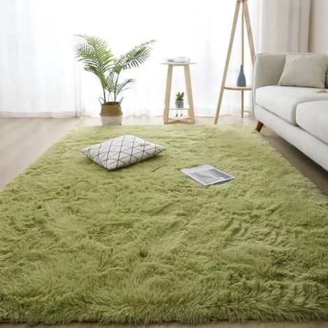 Grasgrüner Schlafzimmer-wohnzimmerteppich, 160 × 200 Cm Langer Schlafzimmerteppich Aus Wildleder, Weicher Nachttischteppich