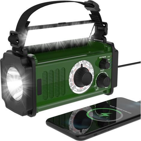 Notfallradio, 10.000 Mwh Kurbelradio, Solarenergie, Noaa/am/fm-wetter, 4 Lademethoden, Polymer-akku, Taschenlampe Und Leselicht, Sos-alarm, Camping-kompass, Powerbank