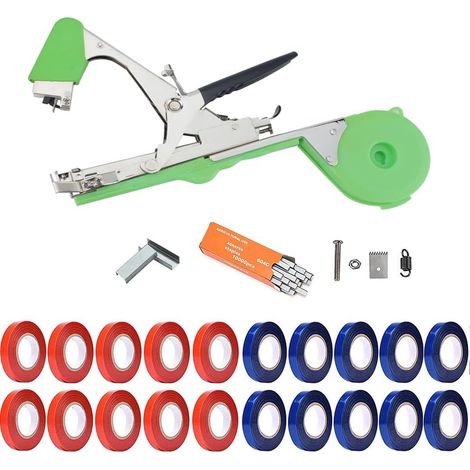 Bindemaschine + 20 Rollen Grünes Pflanzenband – Zum Anbinden Von Pflanzen – Tomaten / Kletterpflanzen – Gartengerät