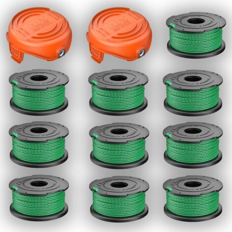 Set Mit 10 Spulen Grünem Faden Für Black & Decker Freischneider Gl7033 Gl8033 Gl9035 A6482 (10 Spulen Faden + 2 Spulenabdeckung) –