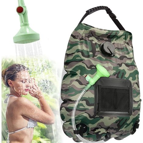 20-liter-solarduschsack (grün) – Camping, Solarheizung, Duschkopf Mit Ein-/ausschalter, Outdoor