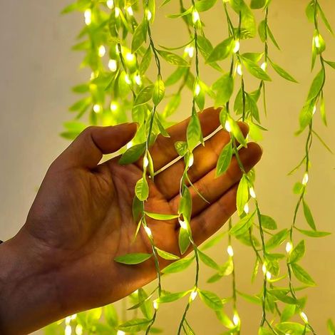 Ausolee Solar-lichterkette Für Den Außenbereich, Weidenblätter, 100 Leds, 10 M, 8 Modi, Wasserdicht, Für Hochzeiten, Zäune, Weihnachten, Partys, Gartendekorationen
