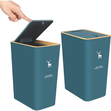 Sunxury – 2er-pack 4-gallonen-mülleimer – Schnappdeckel – Hundebeständig – Kunststoff-mülleimer Für Badezimmer – Grüne Farbe