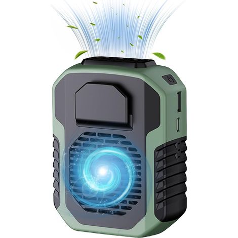 Tragbarer Hüftventilator (grün), Wiederaufladbar, 6000-mah-akku, 3 Geschwindigkeiten, Am Gürtel Oder Um Den Hals Tragbar, Leistungsstarker Luftstrom