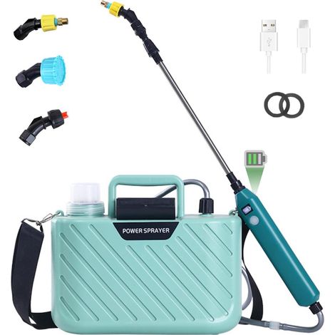 5-liter-autopump-drucksprühgerät – Elektrisches Pflanzensprühgerät Mit 3 Verstellbaren Düsen – Usb-wiederaufladbare Teleskoplanze – Grün